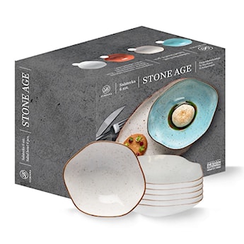 Zestaw 6 misek salaterek porcelanowych Stone Age 14 cm beżowy