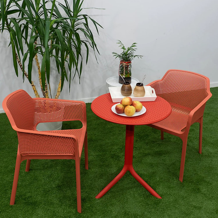 Okrągły stół ogrodowy Step Nardi 60 cm z certyfikowanego tworzywa czerwony  - zdjęcie 3