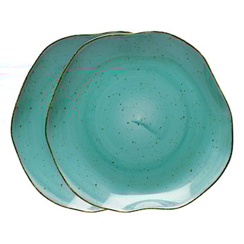 Zestaw 2 talerzy płytkich porcelanowych Stone Age 25 cm morski