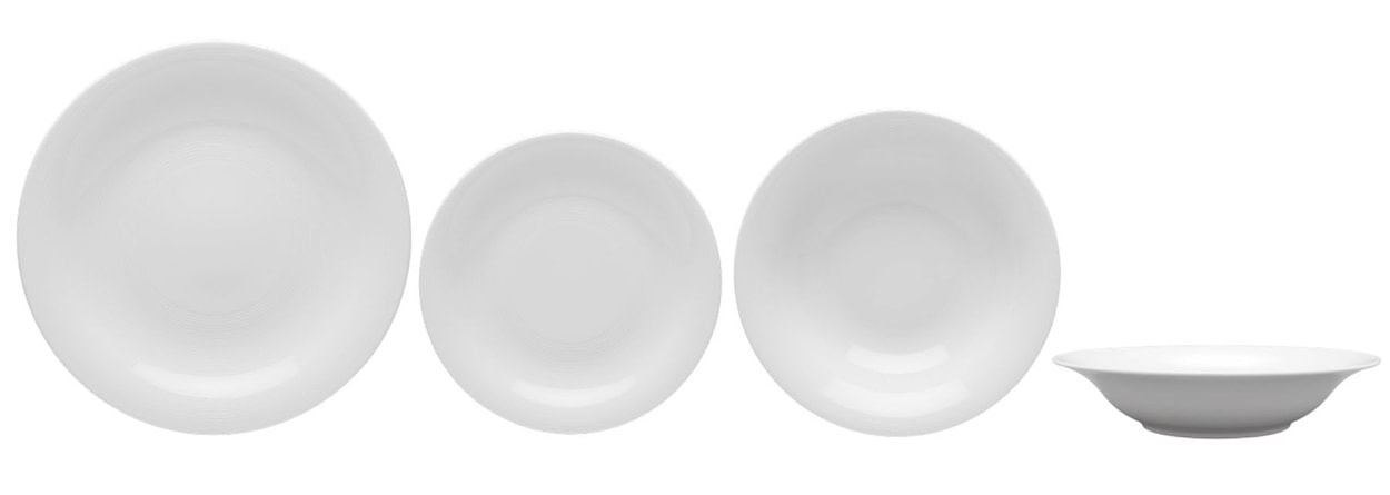 Zestaw talerzy porcelanowych dla 6 os. Tiago białe 