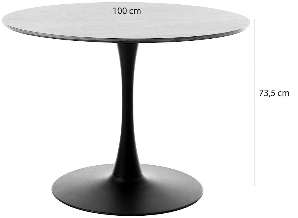 Stół okrągły Obleos 100 cm biały z czarną podstawą  - zdjęcie 3