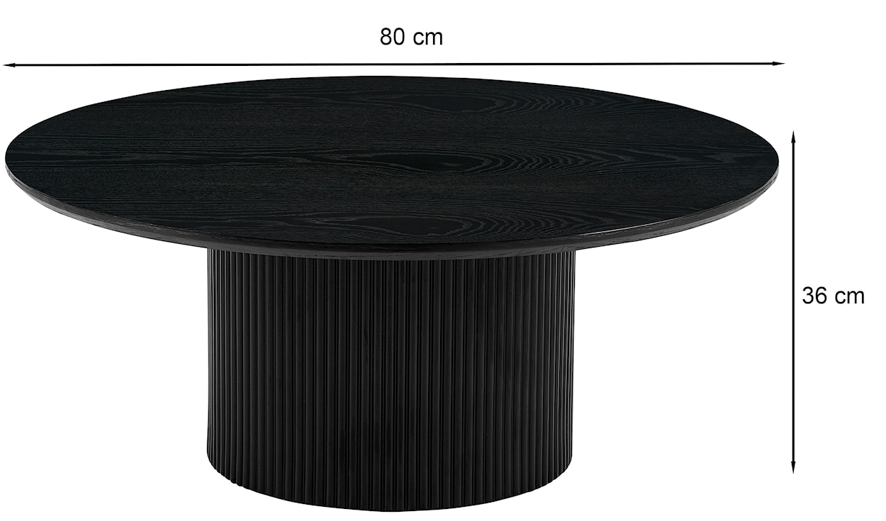Stolik kawowy Tarnel okrągły średnica 80 cm fornir czarny jesion  - zdjęcie 6