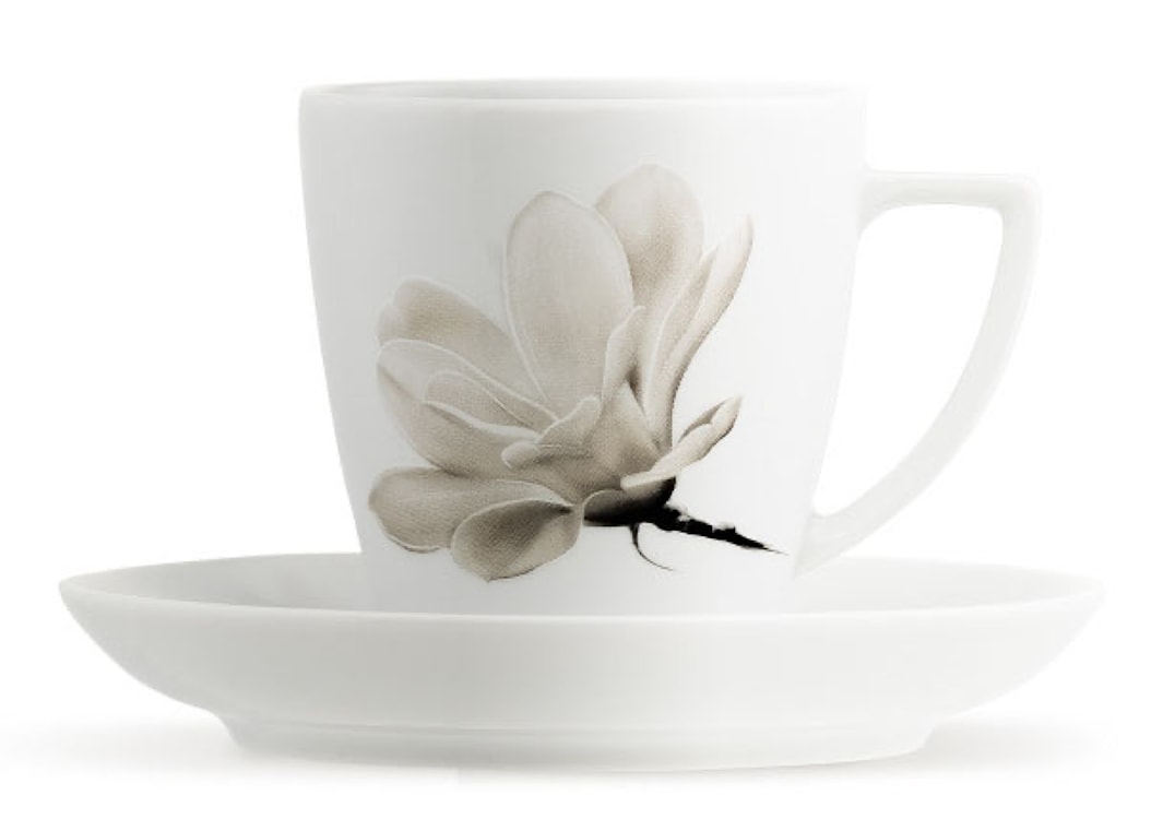 Filiżanka porcelanowa ze spodkiem Magnolia 200 ml biała 