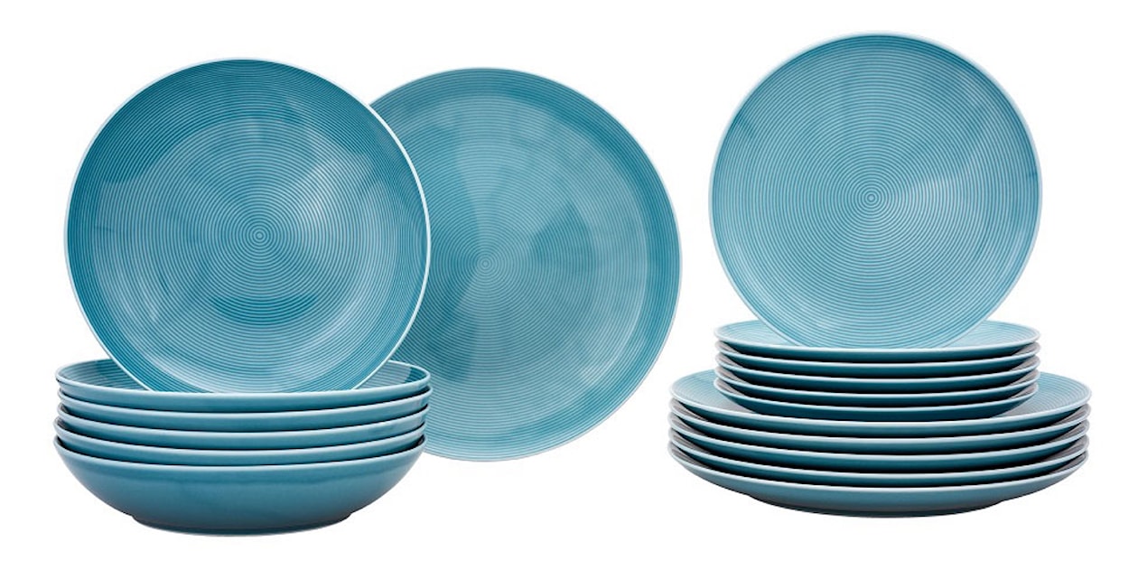 Zestaw talerzy porcelanowych dla 6 os. Boss turkusowy 