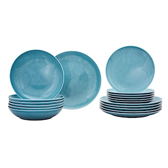 Zestaw talerzy porcelanowych dla 6 os. Boss turkusowy