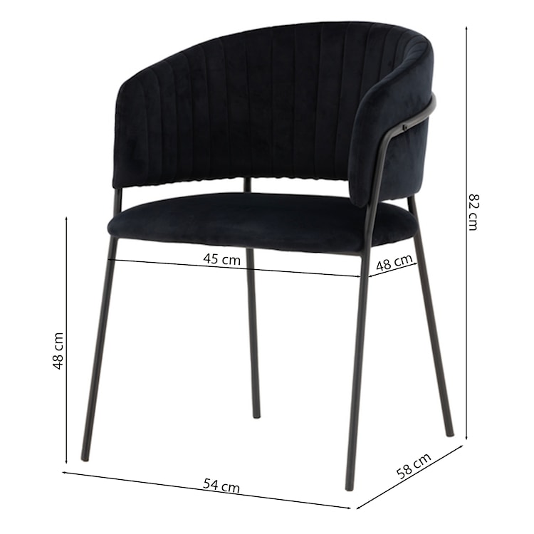 Krzesło tapicerowane Subneth czarny velvet  - zdjęcie 6