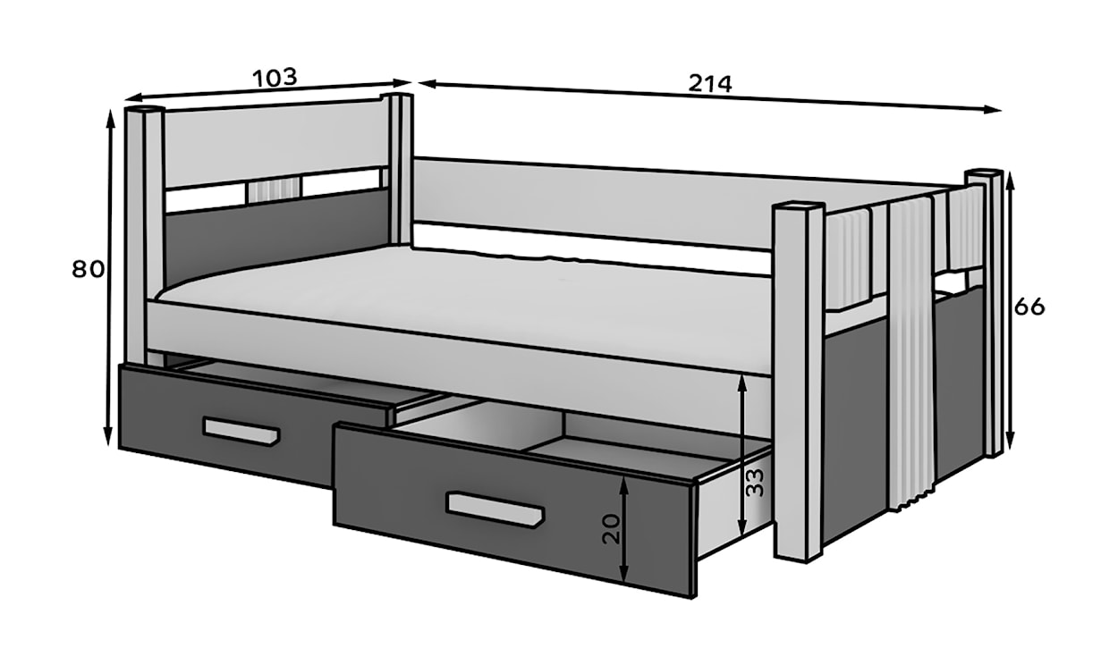 Łóżko dziecięce Toodie 200x90 białe / sonoma  - zdjęcie 3