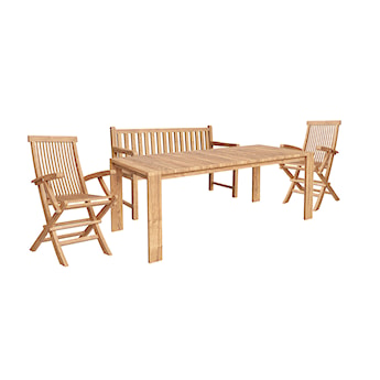 Zestaw mebli ogrodowych ze stołem Haphorts, ławką Givelity i dwoma krzesłami Blearty