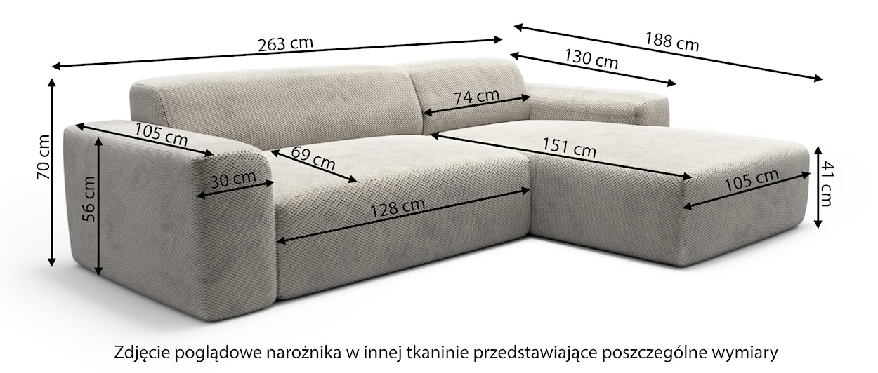 Narożnik z funkcją spania Terrafino L-kształtny czarny w tkaninie hydrofobowej prawostronny  - zdjęcie 4