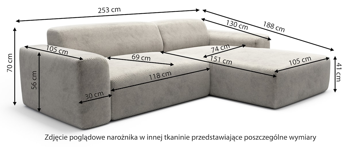 Narożnik modułowy Terrafino L-kształtny ciemnoszary w tkaninie hydrofobowej lewostronny  - zdjęcie 3