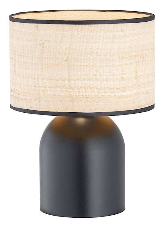 Lampka nocna Zingic 35 cm czarna z rattanowym abażurem  - zdjęcie 5