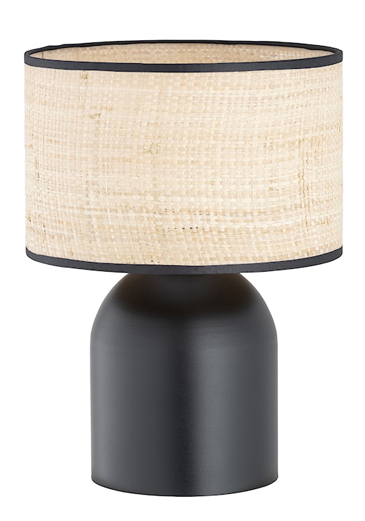Lampka nocna Zingic 35 cm czarna z rattanowym abażurem