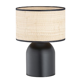 Lampka nocna Zingic 35 cm czarna z rattanowym abażurem