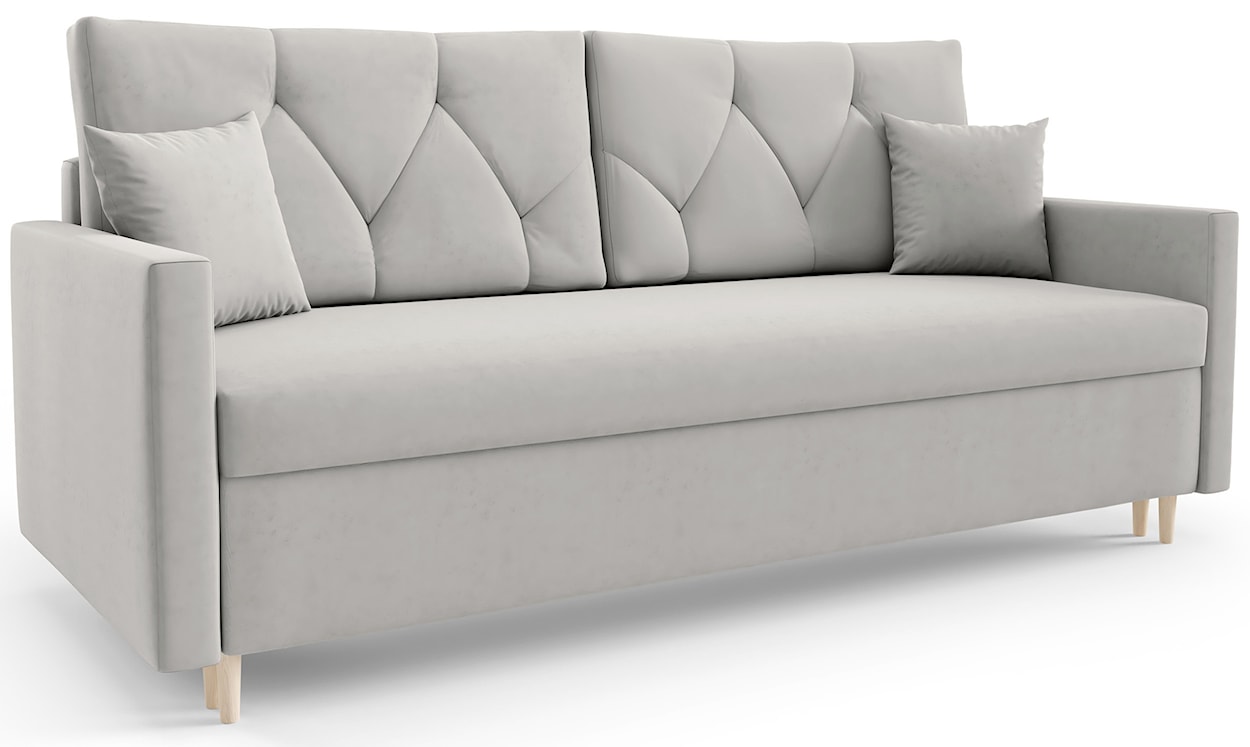 Kanapa rozkładana Zorra z pojemnikiem na pościel szarobeżowa welur  - zdjęcie 3