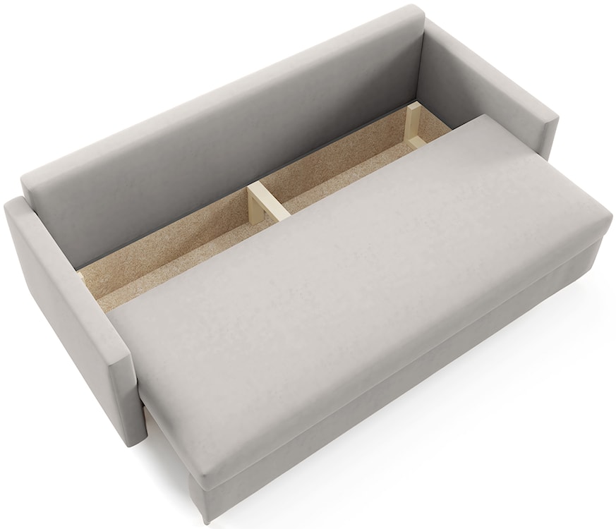 Kanapa rozkładana Zorra z pojemnikiem na pościel szarobeżowa welur  - zdjęcie 4