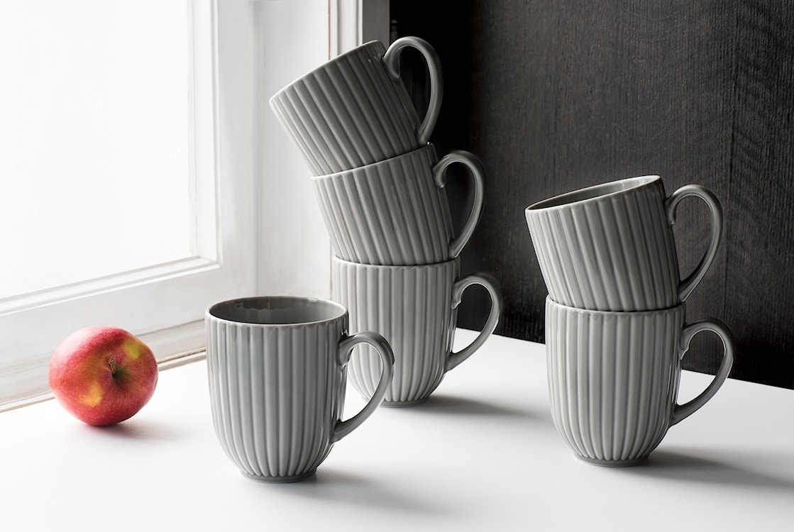 Zestaw 6 kubków porcelanowych Daisy 350 ml szary  - zdjęcie 2