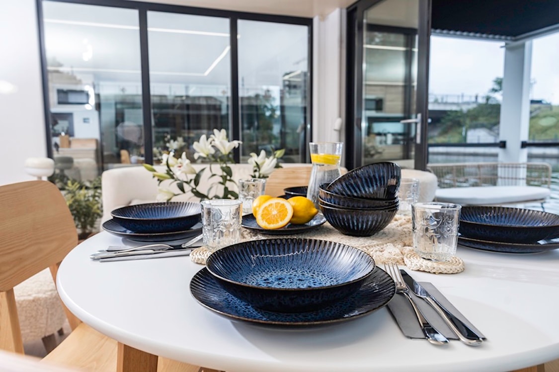 Zestaw talerzy dla 4 os. Cosmos ceramiczny niebieski  - zdjęcie 7