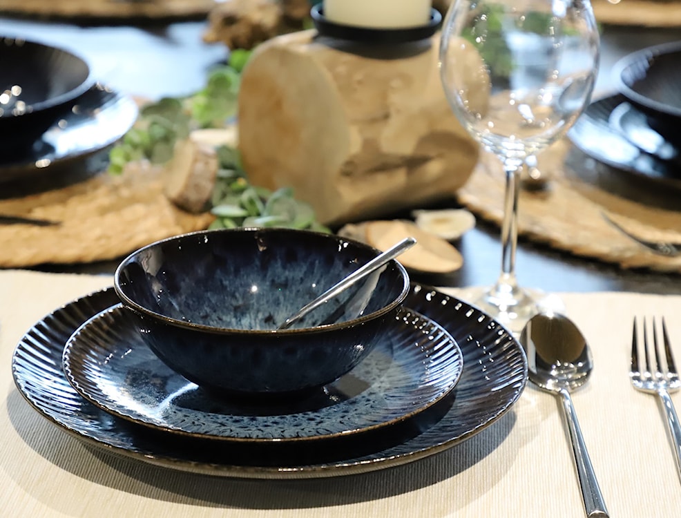 Zestaw talerzy dla 4 os. Cosmos ceramiczny niebieski  - zdjęcie 5