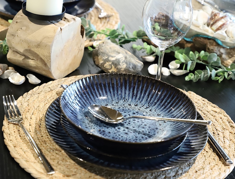 Zestaw talerzy dla 4 os. Cosmos ceramiczny niebieski  - zdjęcie 6