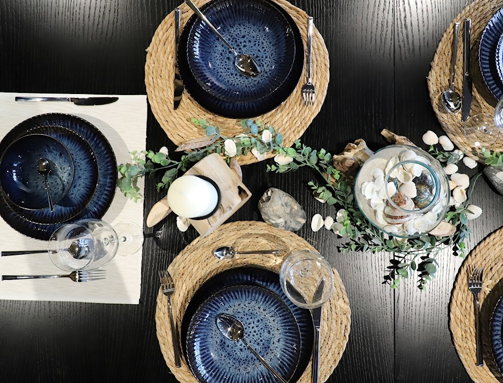 Zestaw talerzy dla 4 os. Cosmos ceramiczny niebieski  - zdjęcie 8