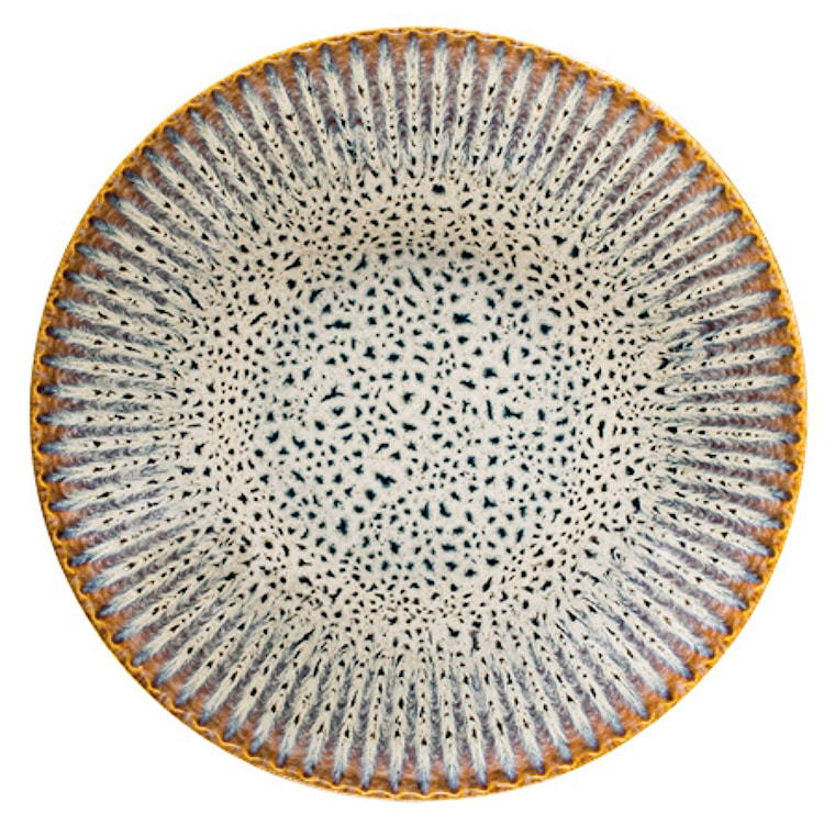 Zestaw talerzy dla 4 os. Desert ceramiczny niebiesko-brązowy  - zdjęcie 2