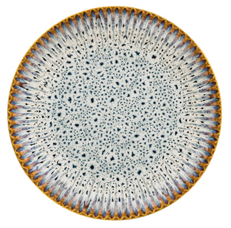 Zestaw talerzy dla 4 os. Desert ceramiczny niebiesko-brązowy  - zdjęcie 3