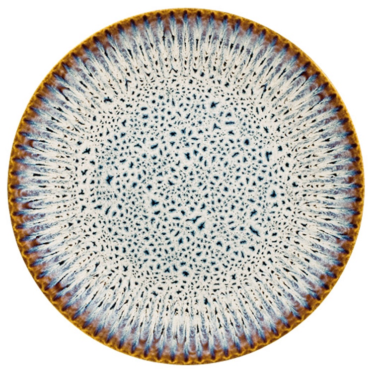 Zestaw talerzy dla 4 os. Desert ceramiczny niebiesko-brązowy  - zdjęcie 4