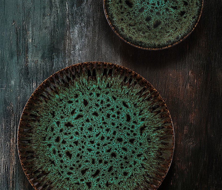 Zestaw talerzy dla 4 os. Jade ceramiczny ciemnozielony  - zdjęcie 5