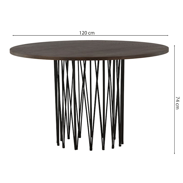 Stół do jadalni Cemers okrągły 120 cm ciemny brąz/czarny  - zdjęcie 6