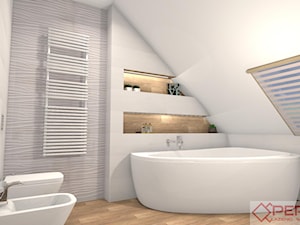 Łazienka na poddaszu - Średnia na poddaszu łazienka z oknem, styl skandynawski - zdjęcie od PERFECTSALON
