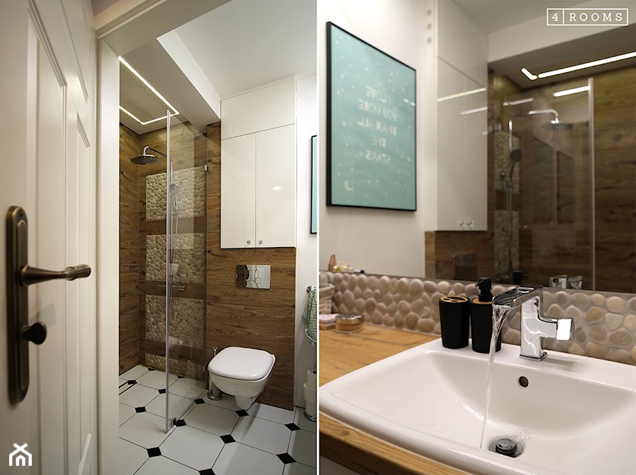 Aranżacja klasycznej łazienki z nowoczesnymi akcentami - zdjęcie od 4Rooms Studio