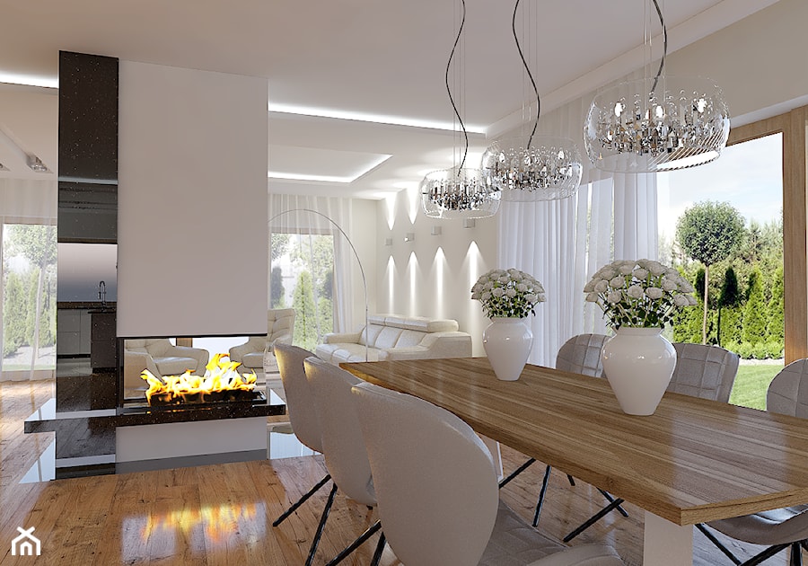 Projekt wnętrz Szczecin - Duża biała jadalnia jako osobne pomieszczenie, styl nowoczesny - zdjęcie od DORA-design Projektowanie wnętrz Szczecin