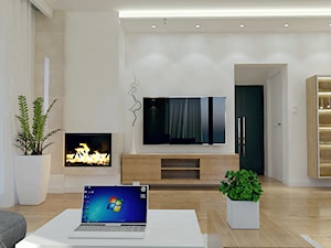 Projekt wnętrz w domu jednorodzinnym - Mały beżowy salon, styl nowoczesny - zdjęcie od DORA-design Projektowanie wnętrz Szczecin