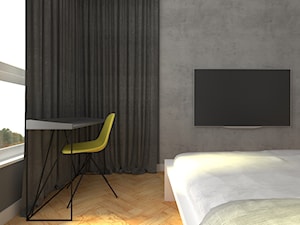 mieszkanie grodzisk mazowiecki - Średnia czarna szara z biurkiem sypialnia, styl skandynawski - zdjęcie od noobo studio