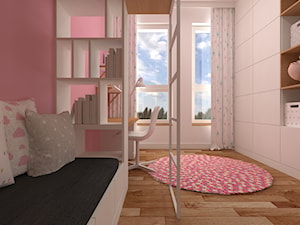 mieszkanie grodzisk mazowiecki 80 m2 - Średni biały różowy pokój dziecka dla nastolatka dla dziewczynki, styl skandynawski - zdjęcie od noobo studio