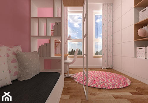 mieszkanie grodzisk mazowiecki 80 m2 - Średni biały różowy pokój dziecka dla nastolatka dla dziewczynki, styl skandynawski - zdjęcie od noobo studio