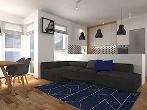 mieszkanie grodzisk mazowiecki 80 m2 - Średni szary salon z kuchnią z jadalnią, styl nowoczesny - zdjęcie od noobo studio