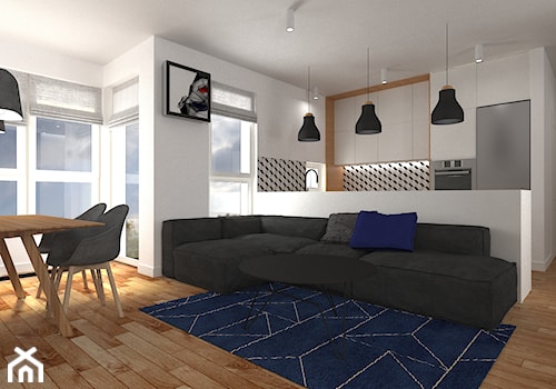 mieszkanie grodzisk mazowiecki 80 m2 - Średni szary salon z kuchnią z jadalnią, styl nowoczesny - zdjęcie od noobo studio