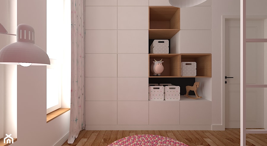 mieszkanie grodzisk mazowiecki 80 m2 - Średni biały pokój dziecka dla dziecka dla dziewczynki, styl skandynawski - zdjęcie od noobo studio