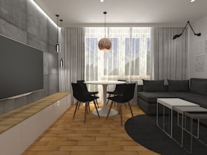 mieszkanie grodzisk mazowiecki 40 m2 - Średni szary salon z jadalnią, styl nowoczesny - zdjęcie od noobo studio