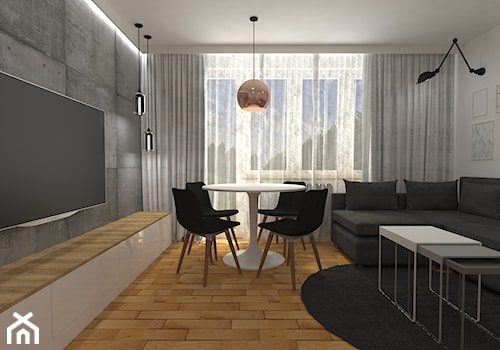 mieszkanie grodzisk mazowiecki 40 m2 - Średni szary salon z jadalnią, styl nowoczesny - zdjęcie od noobo studio