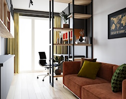 mieszkanie Warszawa Włochy - Średnie w osobnym pomieszczeniu z sofą białe szare z półkami na ścianie ... - zdjęcie od noobo studio - Homebook