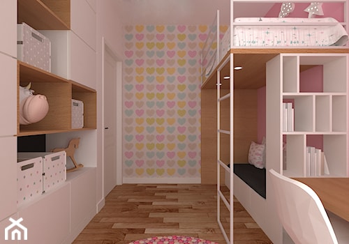 mieszkanie grodzisk mazowiecki 80 m2 - Mały biały różowy niebieski żółty pokój dziecka dla dziecka d ... - zdjęcie od noobo studio