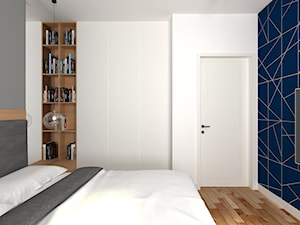 mieszkanie grodzisk mazowiecki 80 m2 - Mała biała czarna niebieska sypialnia, styl nowoczesny - zdjęcie od noobo studio