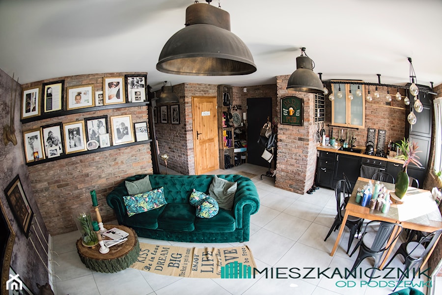 78 metrowe Mieszkanie Anny i Piotra w podpoznańskiej Wrześni - Średni salon z kuchnią z jadalnią - zdjęcie od mieszkanicznik od podszewki