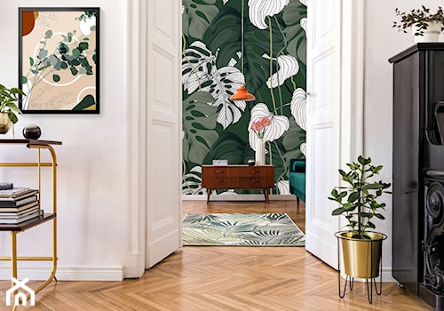 Kolekcja #InspiredSpace - Średni biały zielony salon, styl nowoczesny - zdjęcie od decormint