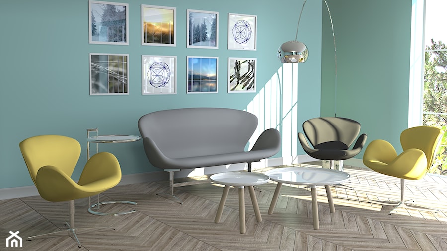 nowoczesny salon w pastelowych barwach - zdjęcie od Design-Store