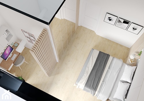 Segment w Ursusie - Średnia biała z biurkiem sypialnia, styl skandynawski - zdjęcie od Studio 36m2