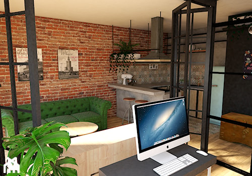 Nietypowe mieszkanie dla Pary - Średnie w osobnym pomieszczeniu z sofą szare biuro, styl industrialny - zdjęcie od Studio 36m2