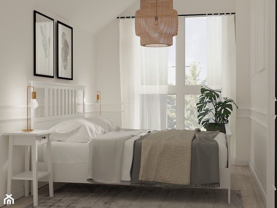 Segment pełen światła - Mała biała sypialnia, styl skandynawski - zdjęcie od Studio 36m2